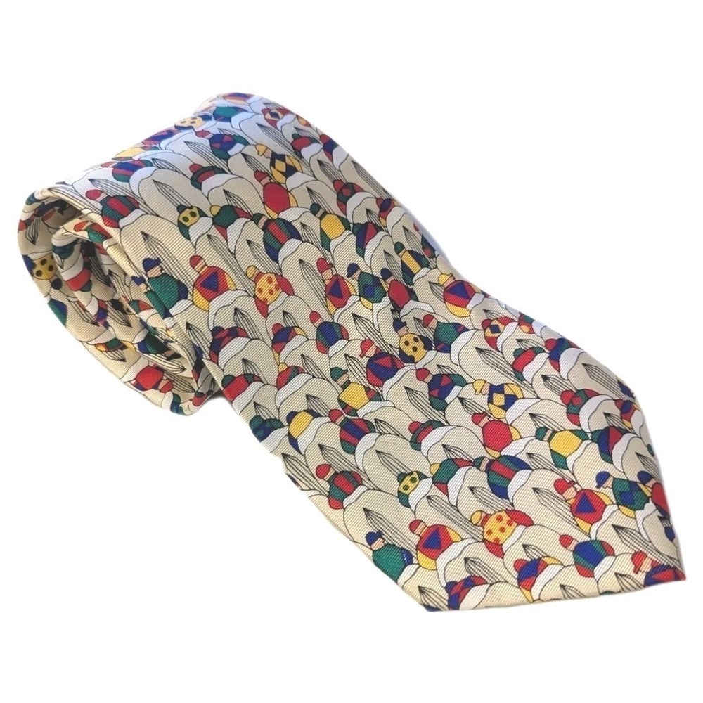 Alynn Men's To the Starting Gates 100% Silk Tie Horse Racing Jockey Made in USA - Picture 1 of 7